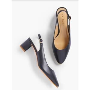 Talbots Women's 6.5 Black Leather Slingback Kitten Heel Office GorpCore OOTD